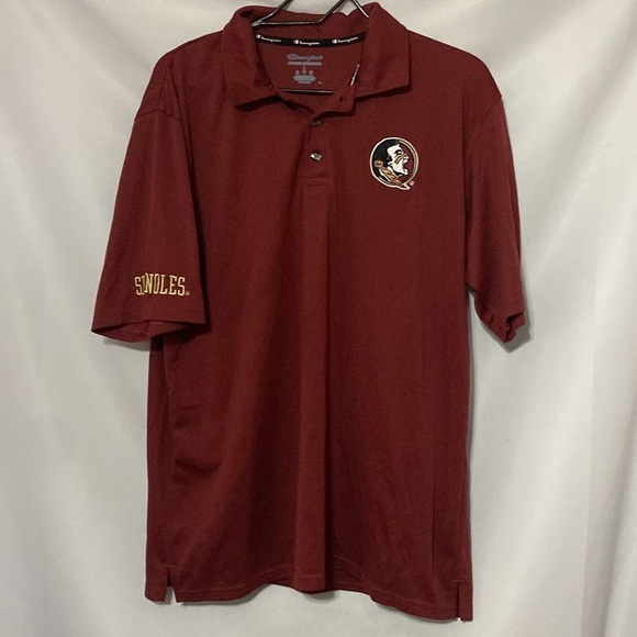 Champion Florida State Seminoles FSU MENS SIZE LARGE Red Polo Shirt clean EUC - Picture 8 of 13
